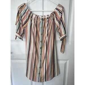 Full Circle Trends vertical stripe,‎ Multicolor, above knee dress, size Small